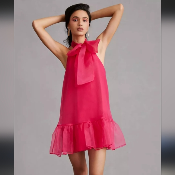 Anthropologie Dresses & Skirts - Maeve Organza Bow Mini Dress Size M